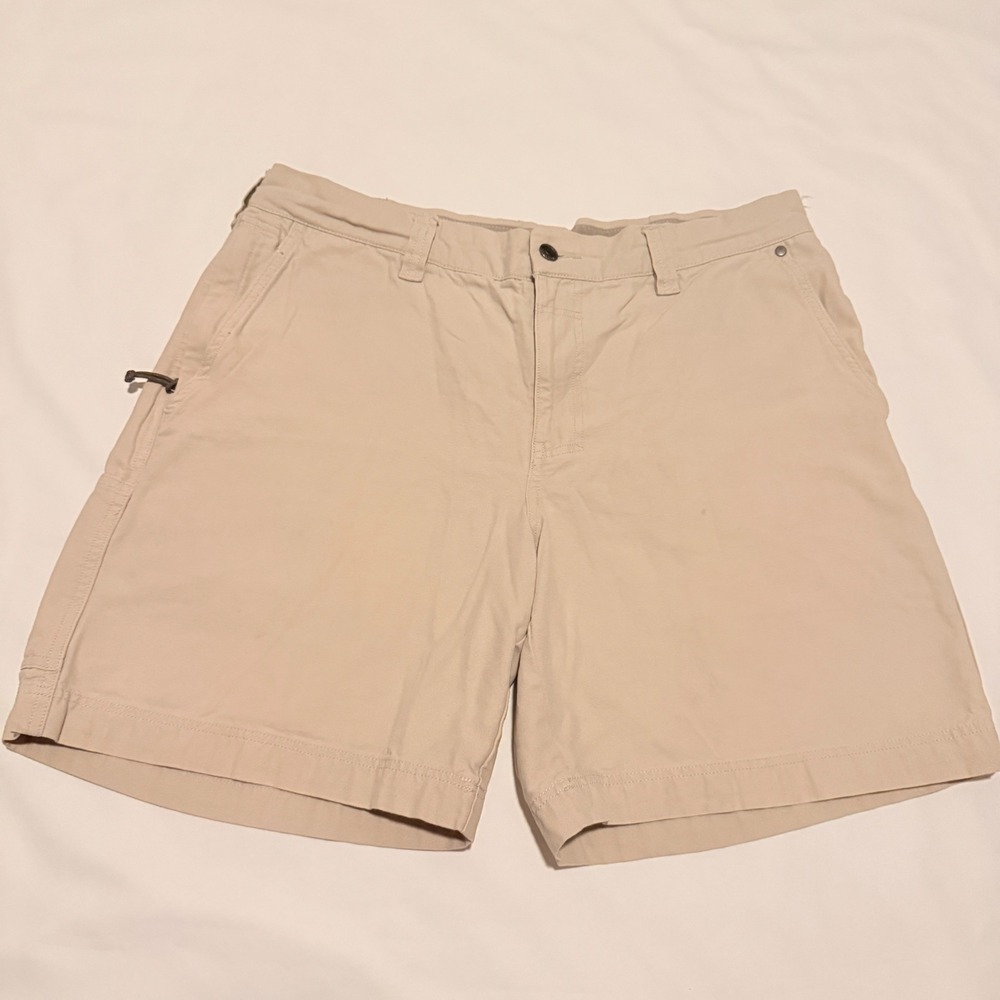 Columbia Utility Shorts Mens 36 Tan Canvas Multi-Pocket Outdoor Hiking AM4358